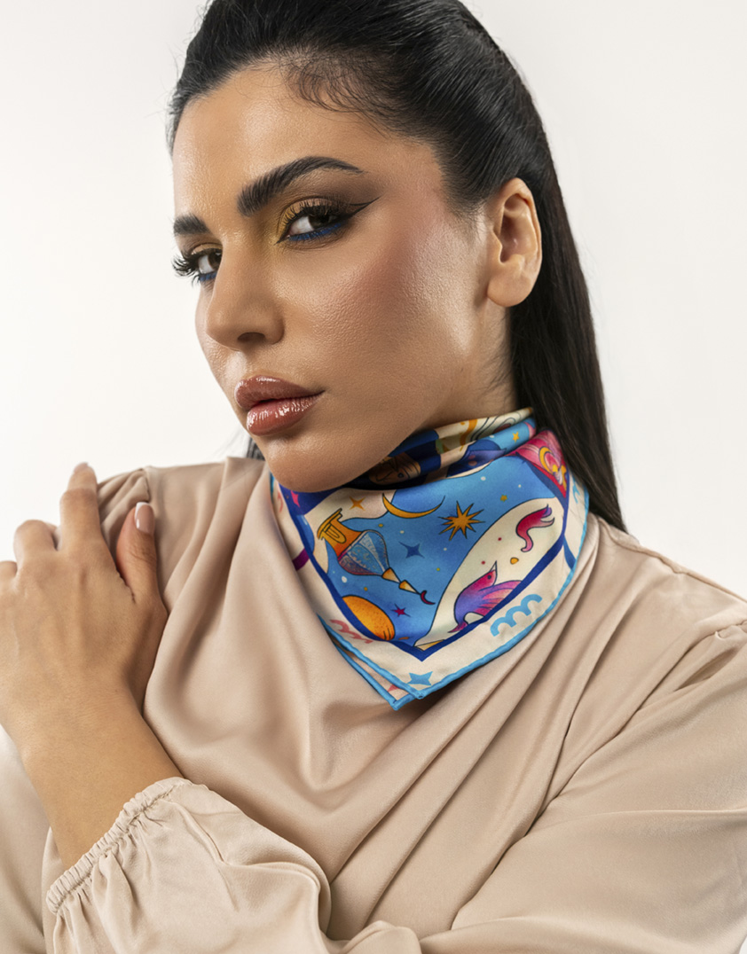 Numi silk scarf lookbook shot